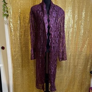 Vintage Midnight Velvet Deep Purple Lace Robe